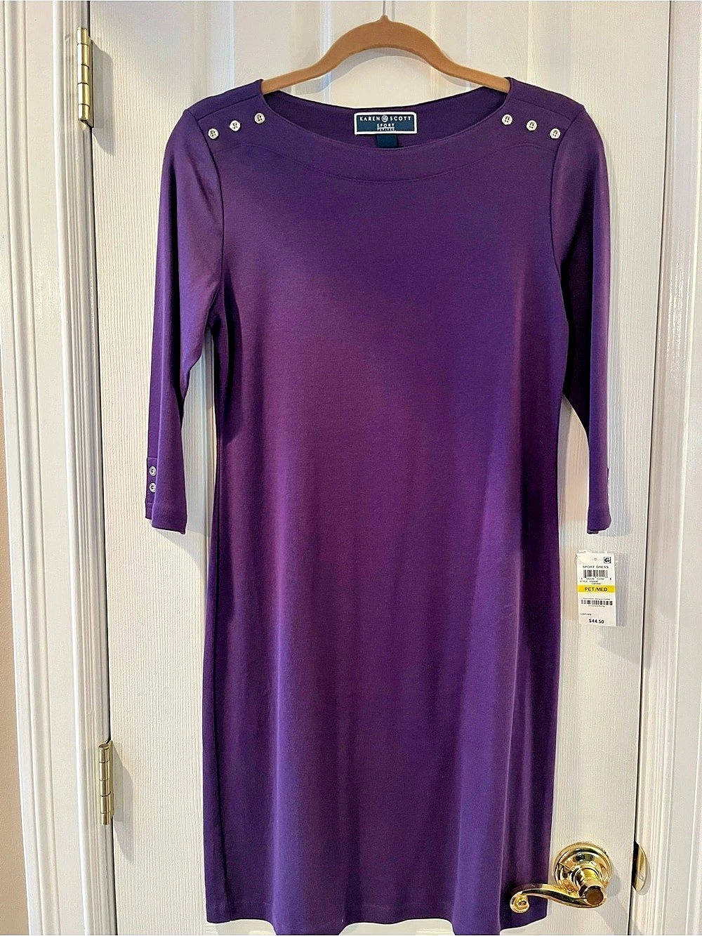 Karen Scott Sport Dress Long Sleeve Dress in Purple Size Medium NWT